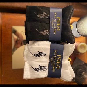 LOT of 8 6pack POLO RL Socks. 6-13 NWT 4 Wh 4 Blk